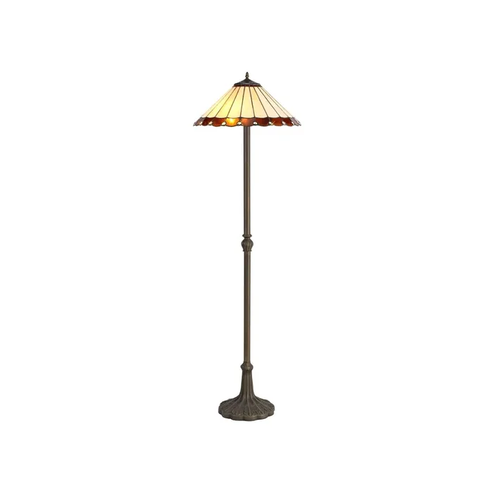 Regal Lighting SL-1206 2 Light Leaf Tiffany Floor Lamp 40cm Cream And Amber With Clear Crystal Shade