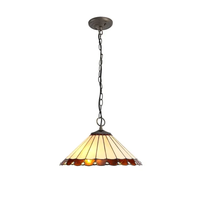 Regal Lighting SL-1210 3 Light 40cm Tiffany Pendant Amber And Cream With Clear Crystal Shade