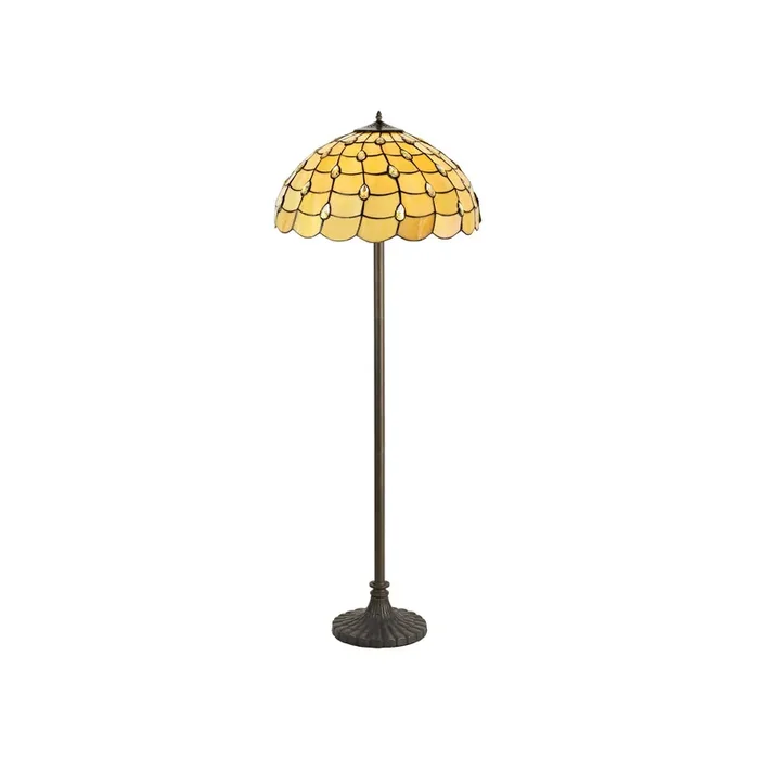Regal Lighting SL-1422 2 Light Stepped Tiffany Floor Lamp 50cm Beige With Clear Crystal Shade
