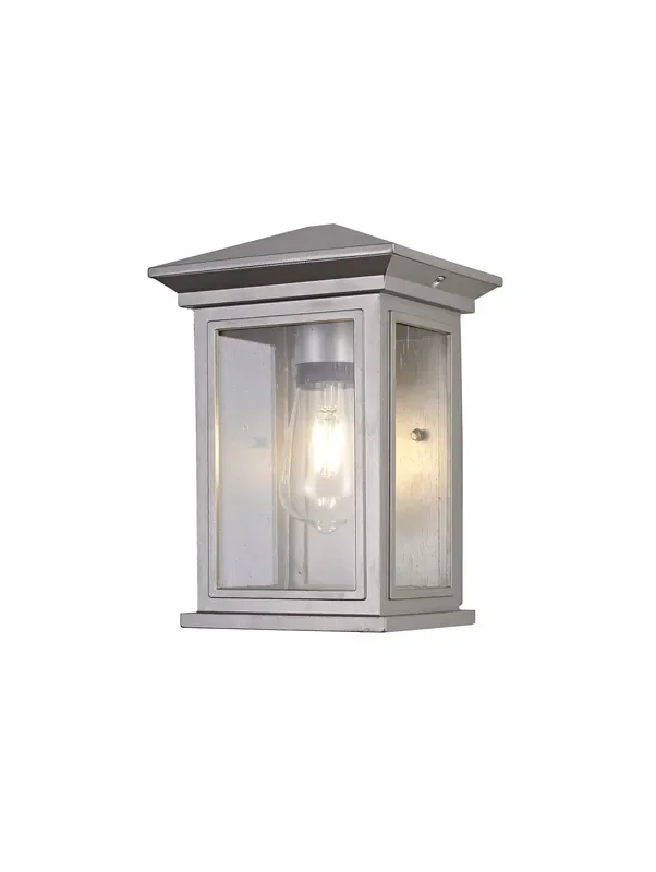 Regal Lighting SL-1860 1 Light Flush Outdoor Wall Light Silver Grey With A Clear Seeded Glass IP54