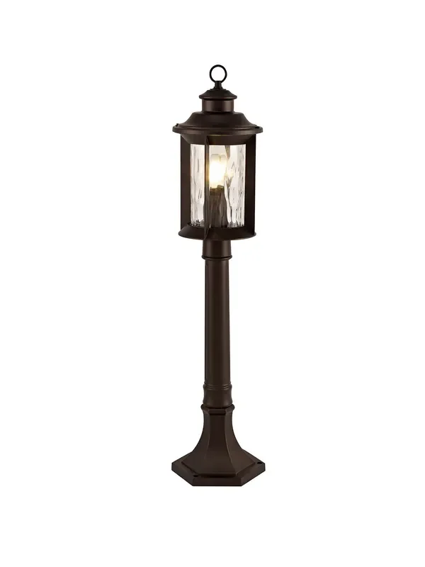 Regal Lighting SL-1862 1 Light Outdoor Post Light Antique Bronze With Clear Ripple Glass IP54
