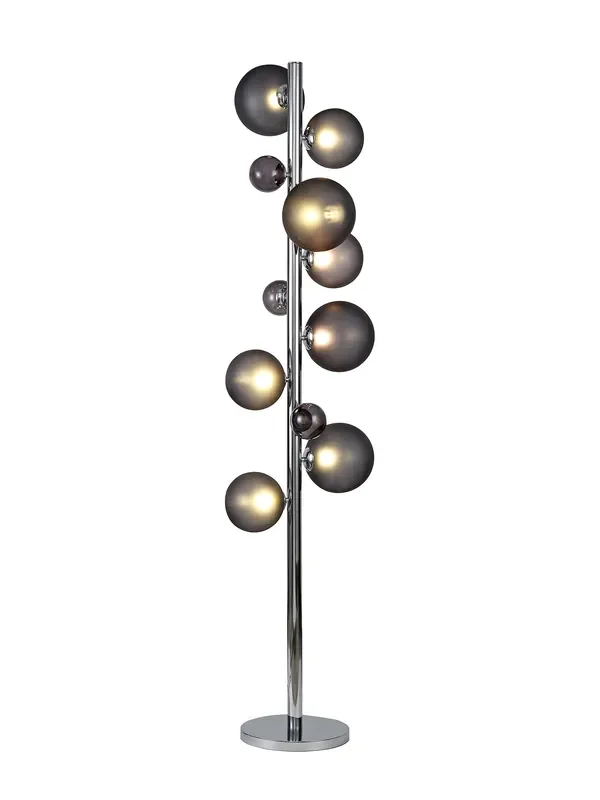 Regal Lighting SL-1996 8 Light Floor Lamp Polished Chrome With Smoked Glass
