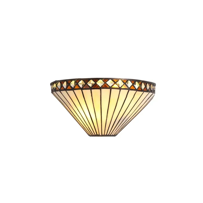 Regal Lighting SL-2036 Tiffany 2 Light Wall Uplighter Cream And Amber With Clear Crystal Shade