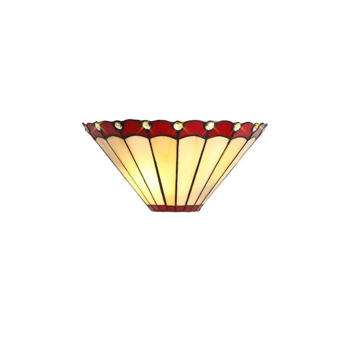Regal Lighting SL-2049 Tiffany 2 Light Wall Uplighter Cream And Red With Clear Crystal Shade