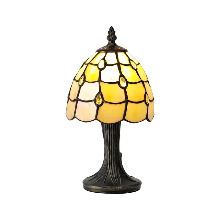Regal Lighting SL-2084 1 Light Tiffany Table Lamp 15cm Beige And Clear Crystal Shade
