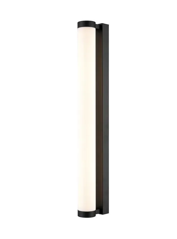 Relay Matt Black with Opal Tube 64cm IP44 LED Bathroom Wall Light