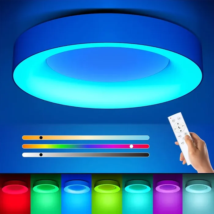 RGB LED Ceiling Light – Dimmable with Remote Control – 24W Flush Mount