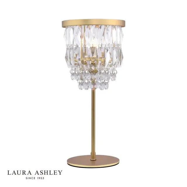 Rhosill Antique Brass and Crystal Table Lamp