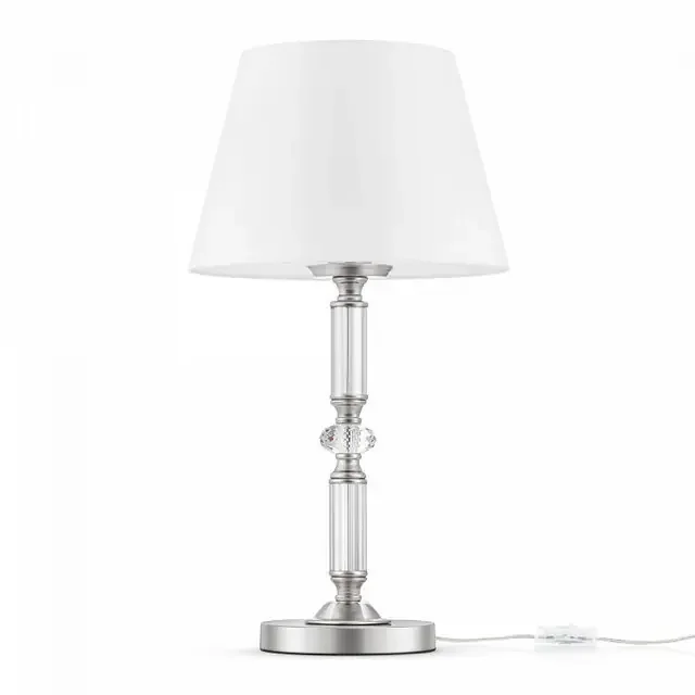 Riverside Chrome with Clear Glass and White Shade Table Lamp