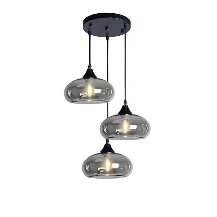 Roma 3 Light Black Ceiling Pendant Flat
