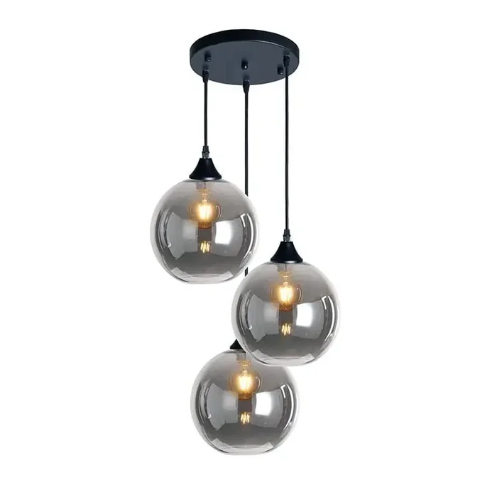 Roma 3 Light Black Ceiling Pendant Round