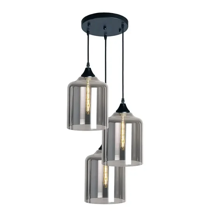 Roma 3 Light Black Ceiling Pendant Wide