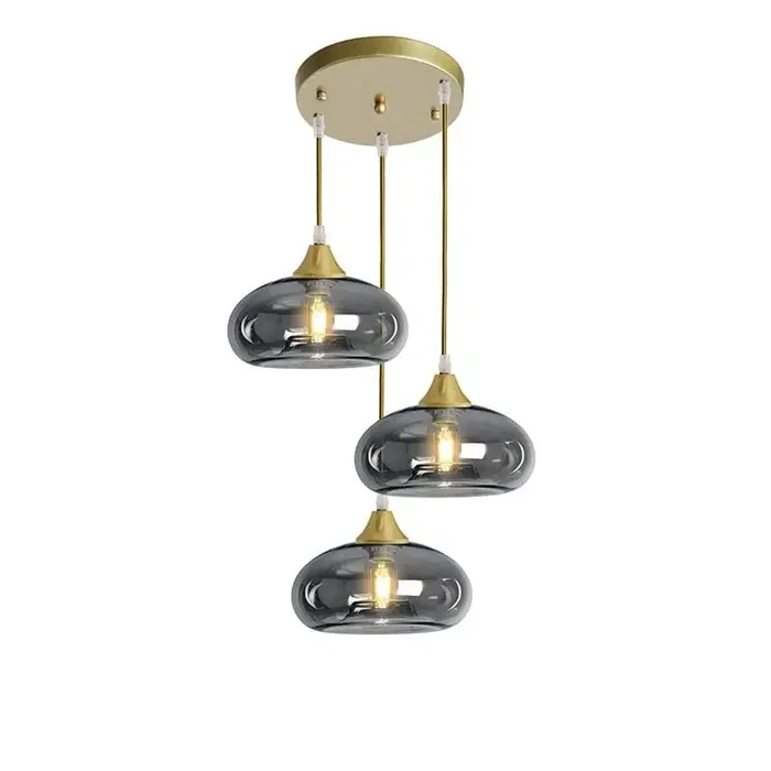 Roma 3 Light Gold Ceiling Pendant Flat