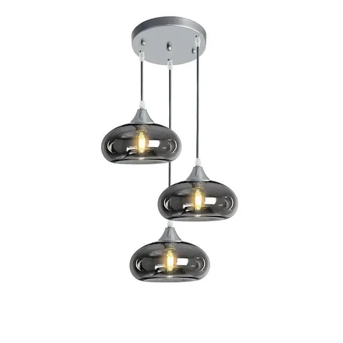 Roma 3 Light Silver Ceiling Pendant Flat