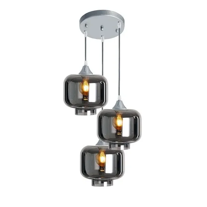 Roma 3 Light Silver Ceiling Pendant Square