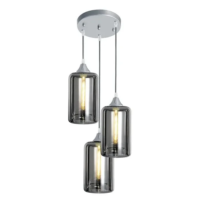 Roma 3 Light Silver Ceiling Pendant Tall