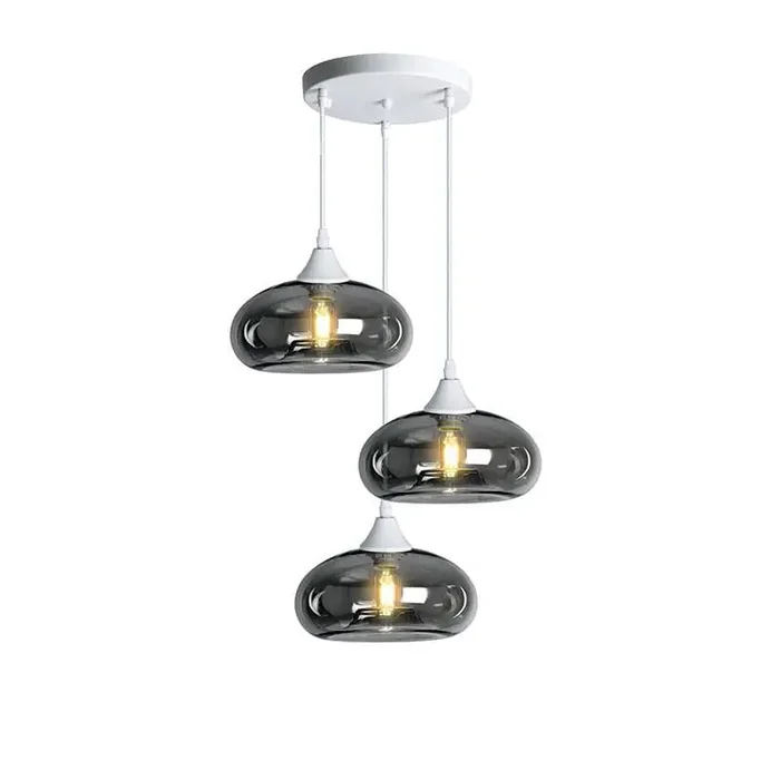 Roma 3 Light White Ceiling Pendant Flat