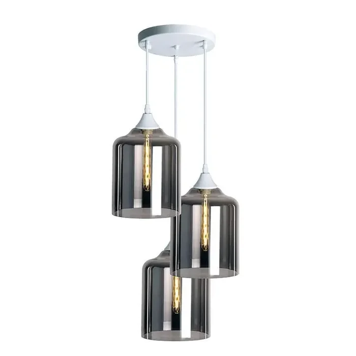 Roma 3 Light White Ceiling Pendant Wide