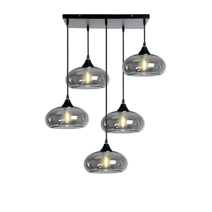 Roma 5 Light Black Ceiling Pendant Flat