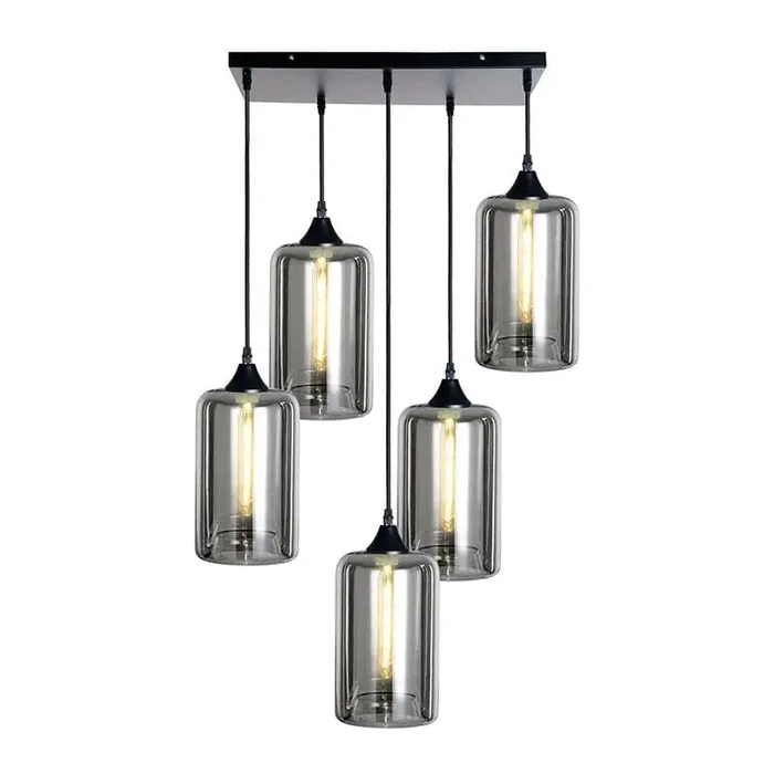 Roma 5 Light Black Ceiling Pendant Tall