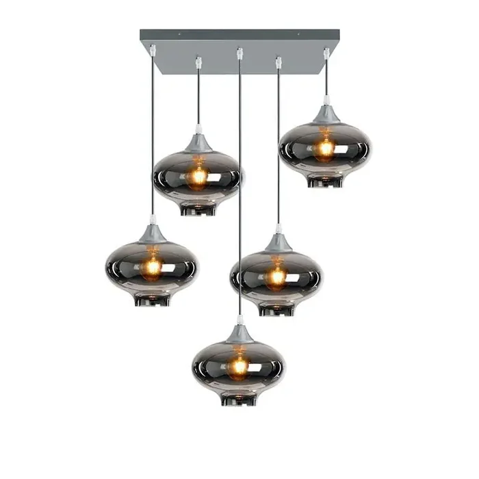 Roma 5 Light Silver Ceiling Pendant Mushroom