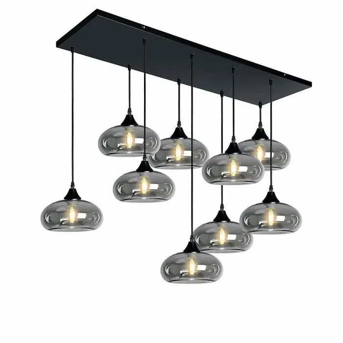 Roma 9 Light Black Ceiling Pendant Flat