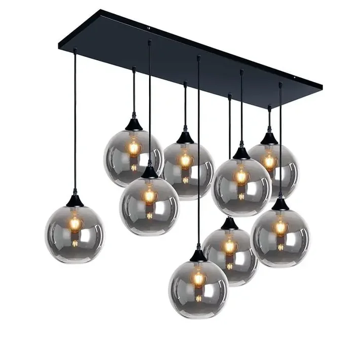 Roma 9 Light Black Ceiling Pendant Round