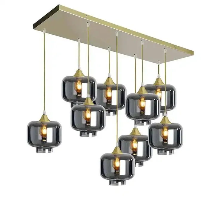 Roma 9 Light Gold Ceiling Pendant Square