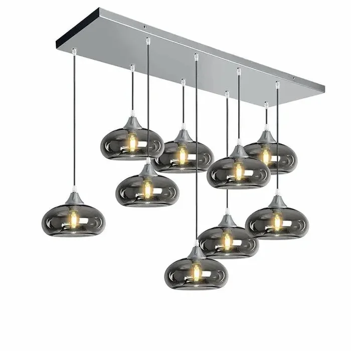 Roma 9 Light Silver Ceiling Pendant Flat