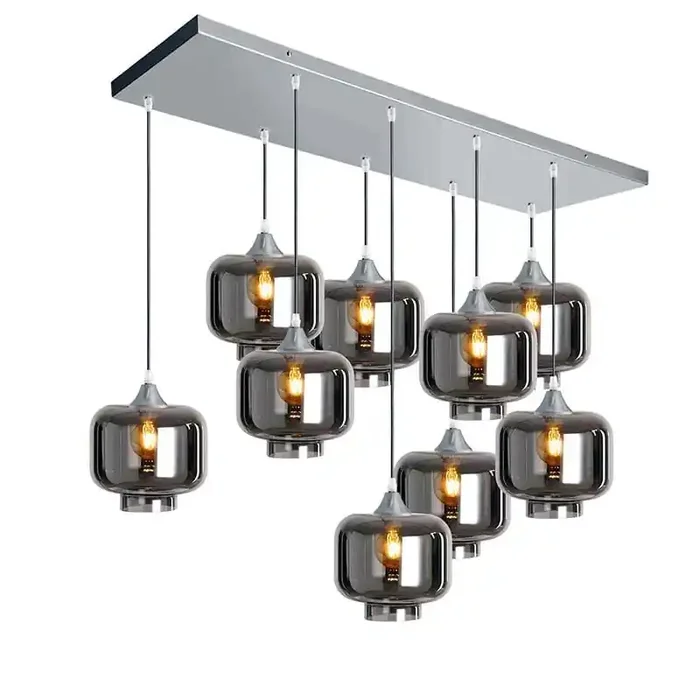 Roma 9 Light Silver Ceiling Pendant Square