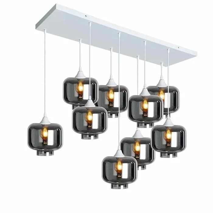 Roma 9 Light White Ceiling Pendant Square