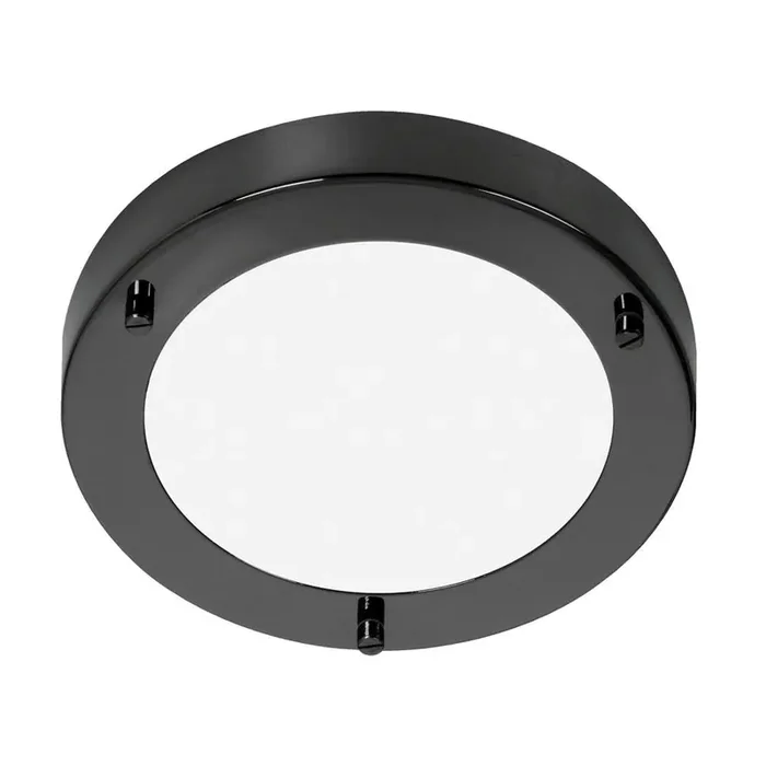 Rondo Mirror Black Bathroom Modern Round Flush Light 185mm