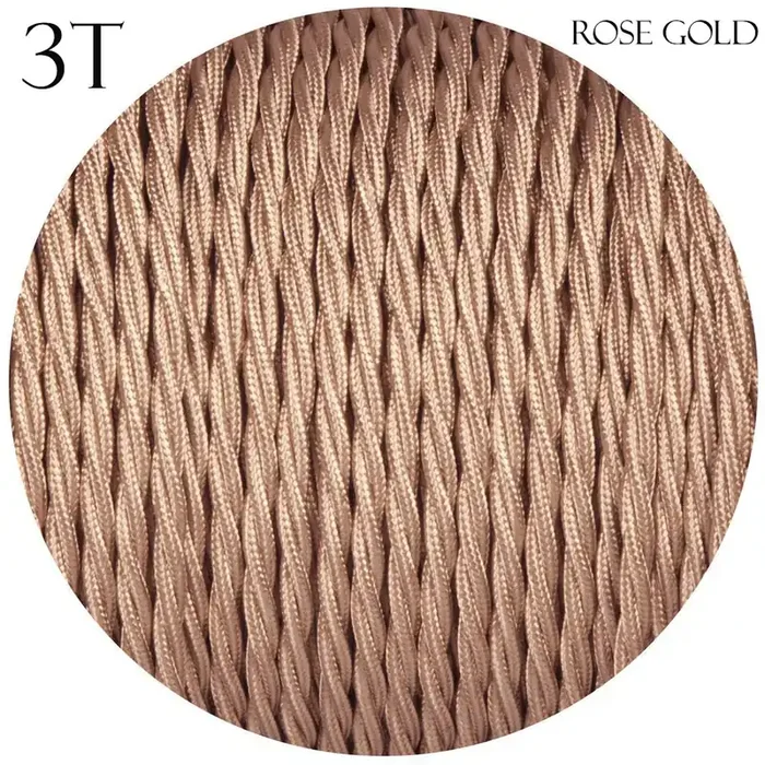 Rose Gold 3 Core Twisted Electric Cable covered color fabric 0.75mm