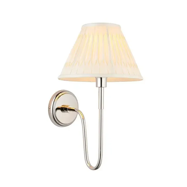 Rouen and Chatsworth Polished Nickel with Ivory Shade Wall Light – Clearance