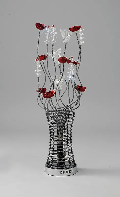Rouge Crystal Flower Table Lamp by Cassia Twigue