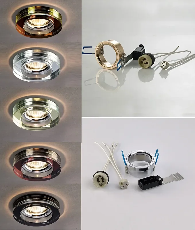 Round Glass Semi-Recessed Downlight in 5 Clear Colours