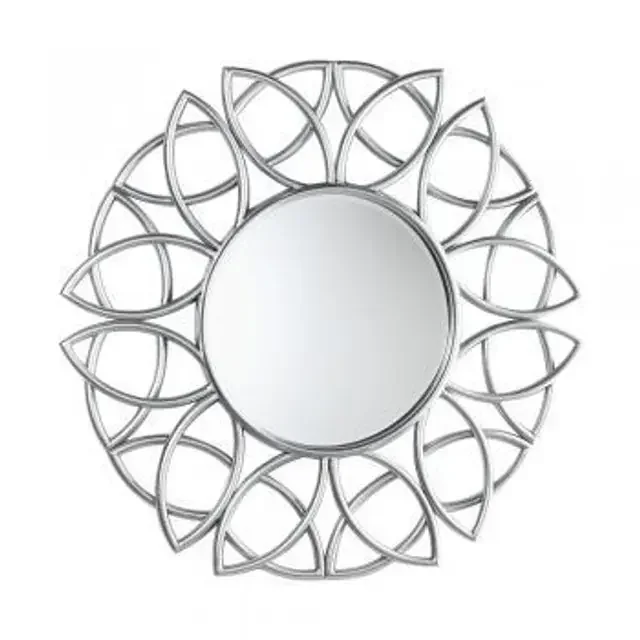 Round Mirror Antique Chrome 90cm Mirror