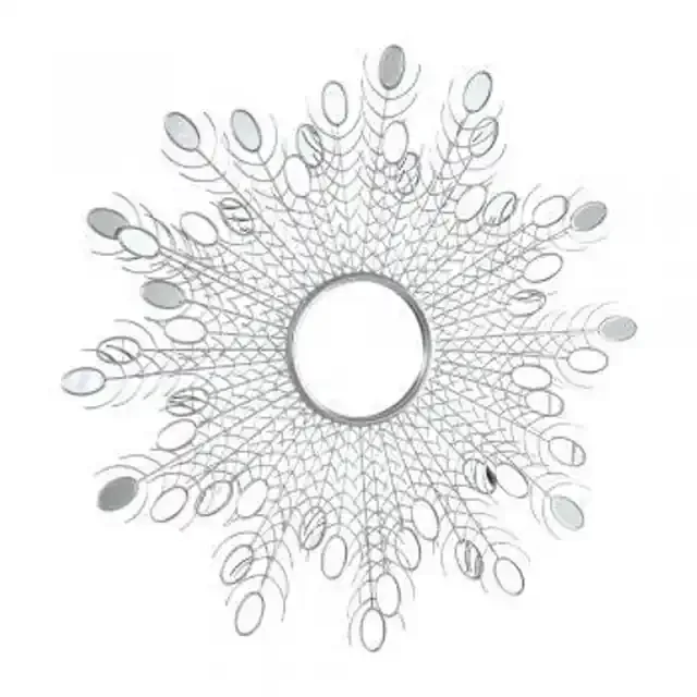 Round Peacock Tail Champagne Silver Mirror