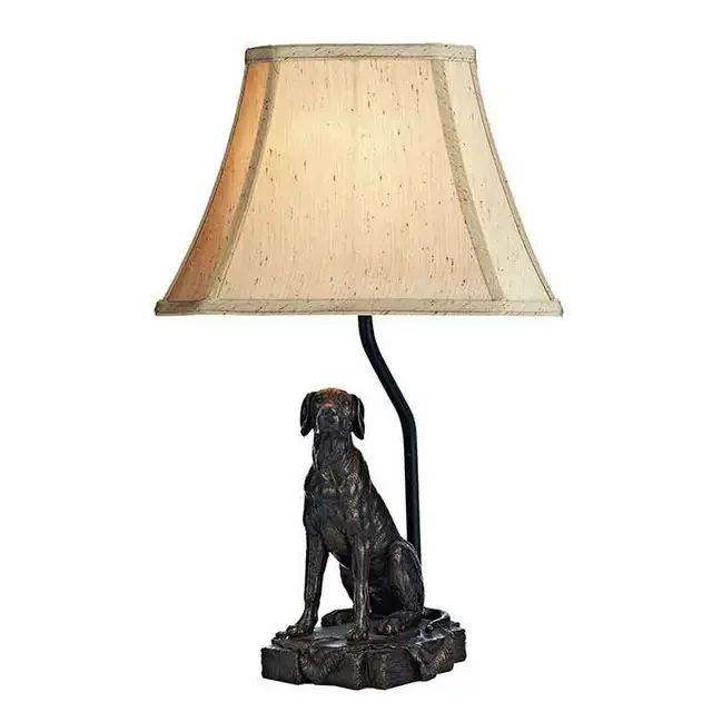 Rover Bronze Dog with Shade Table Lamp