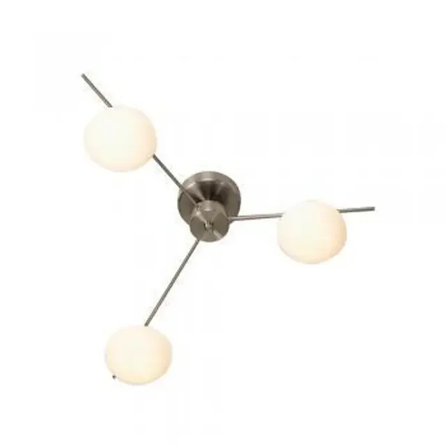 Ruse 3 Light Antique Chrome Semi Flush Ceiling Light