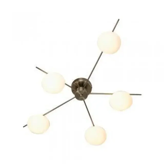 Ruse 5 Light Antique Brass Semi Flush Ceiling Light