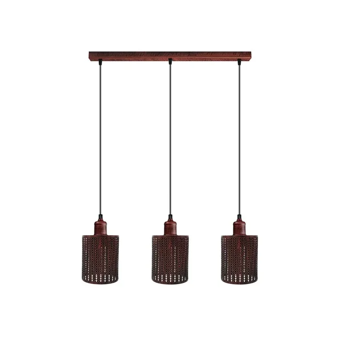 Rustic Red Plait Style 3 Light Pendant – Without Bulbs