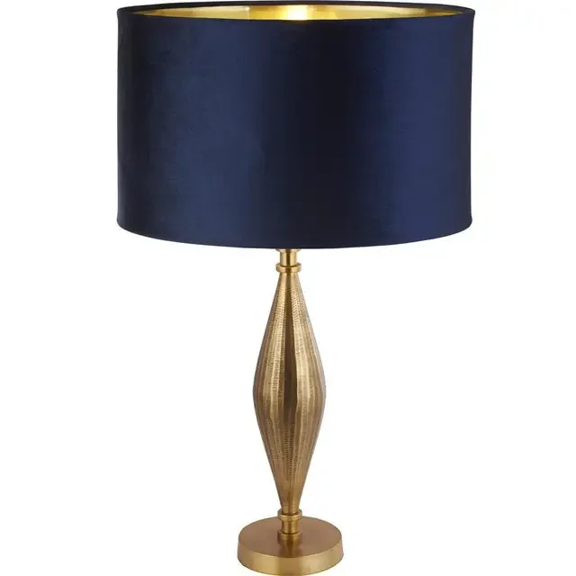 Rye Antique Brass with Navy Shade Table Lamp