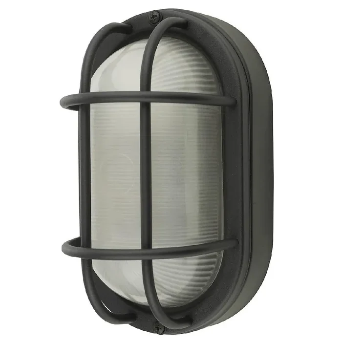 Salcombe Matt Black Outdoor Vintage Oval Bulk Head Light