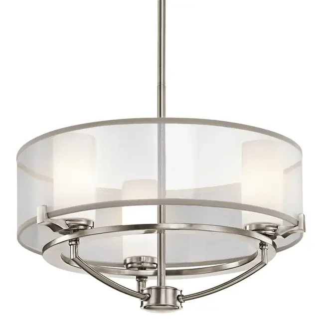Saldana 3 Light Classic Pewter LED Shaded Pendant Light