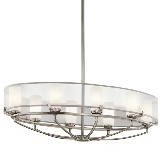 Saldana 8 Light Classic Pewter Oval Shade LED Pendant Light