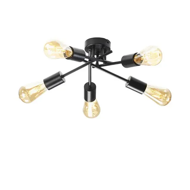 Salla 5 Light Black Semi Flush Ceiling Light