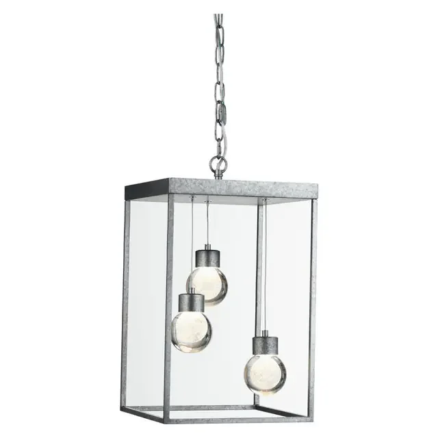 Samos 3 Light Antique Silver with Crystal Balls LED Pendant Light