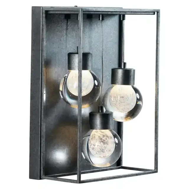 Samos 3 Light Antique Silver with Crystal Balls LED Wall Light