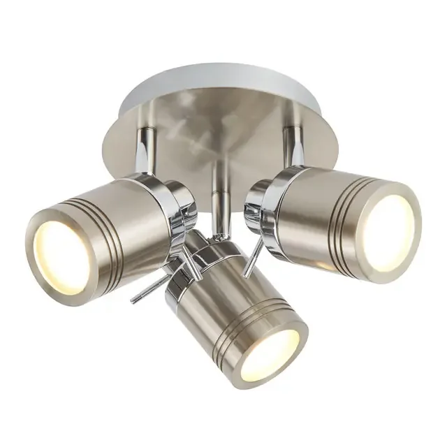 Samson 3 Light Satin Silver Ip44 Bathroom Spotlight